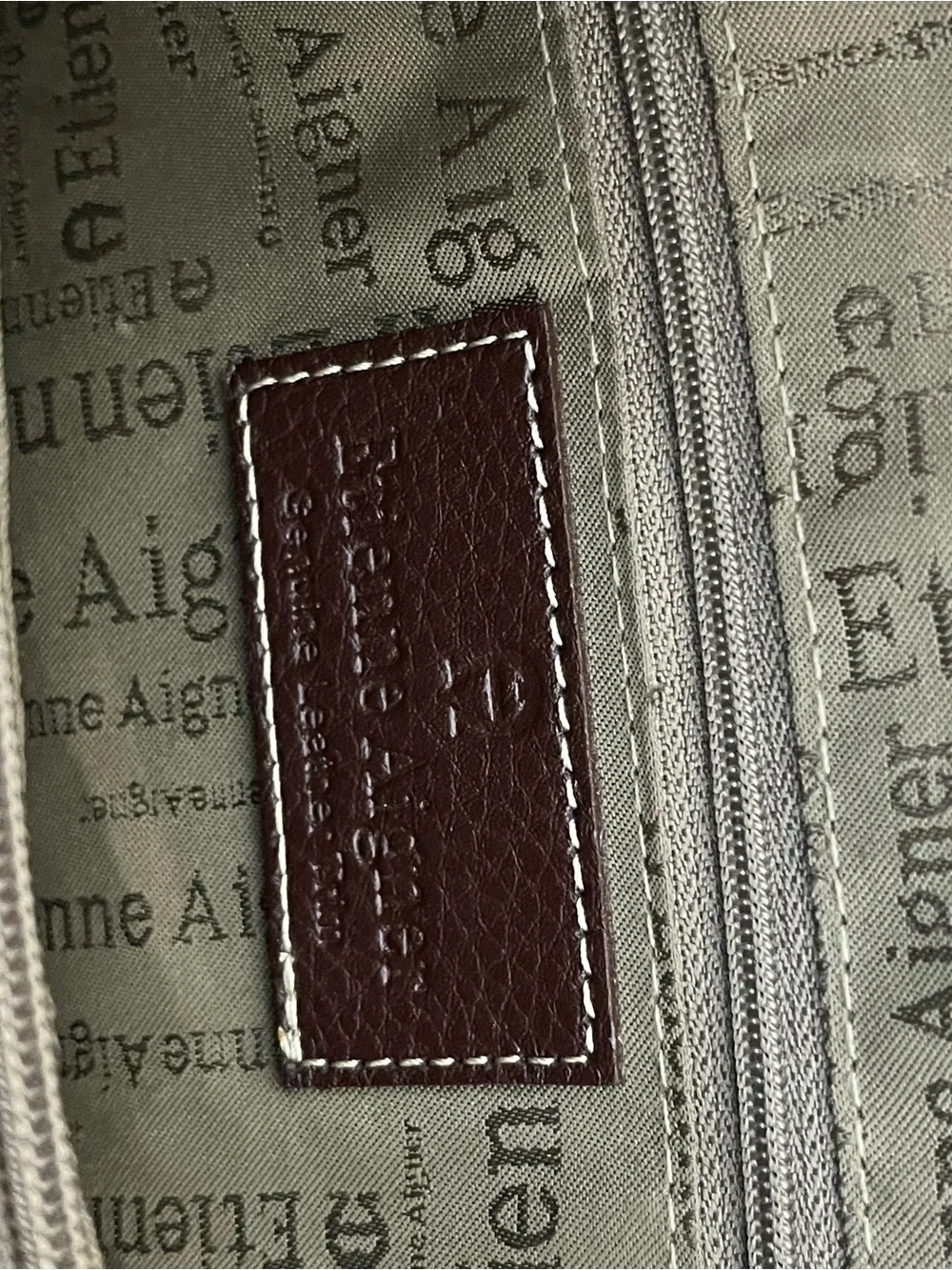 Etienne Aigner Brown Leather & Olive Tweed Satchel